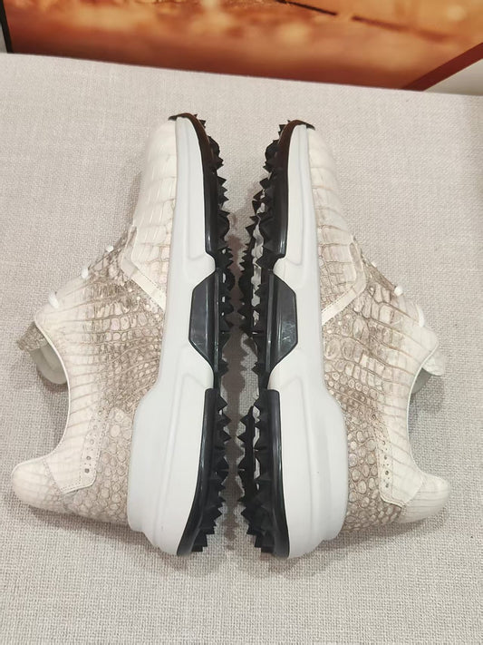 Preorder Men Crocodile Leather Golf Shoes
