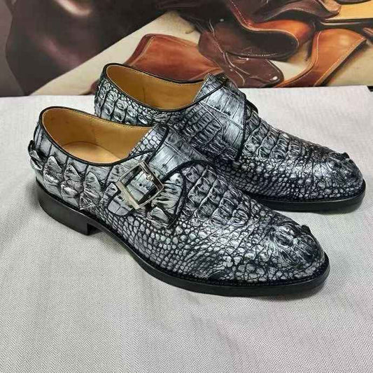 Scarpe stringate in pelle di coccodrillo, scarpe eleganti business in pelle di coccodrillo