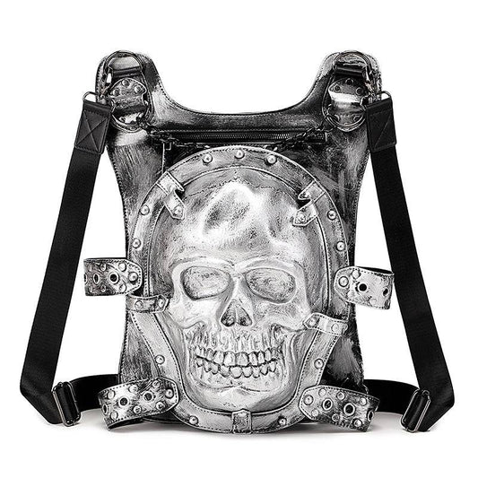 Zaino unisex 3D con teschio, zaino casual, borsa con manico a catena
