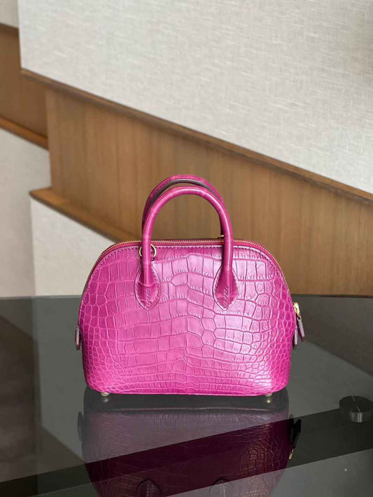 alt
Borsa mini a tracolla da donna in vera pelle di coccodrillo con manico, viola, preordine