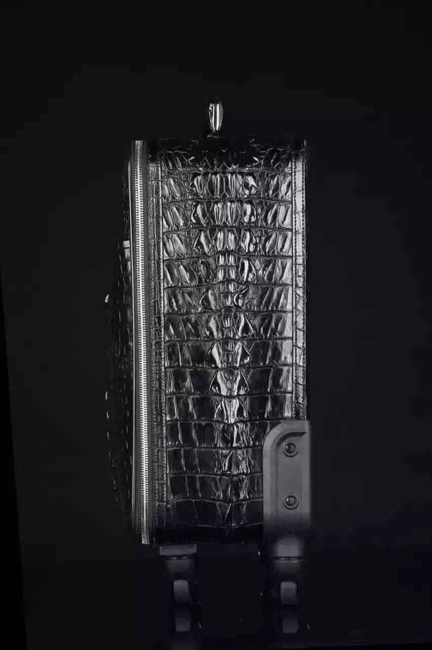 Valigia trolley per laptop in vera pelle di coccodrillo, borsa da viaggio per bagagli