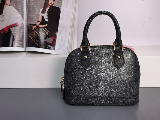 Genuine Stingray Leather Shell Top Handle Bag For Women