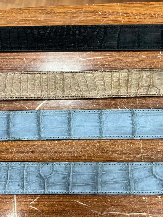 Cintura in pelle nubuck effetto coccodrillo
