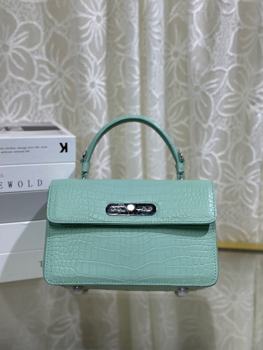 Borsa con manico in pelle di coccodrillo, borsa a tracolla da donna in pelle di coccodrillo