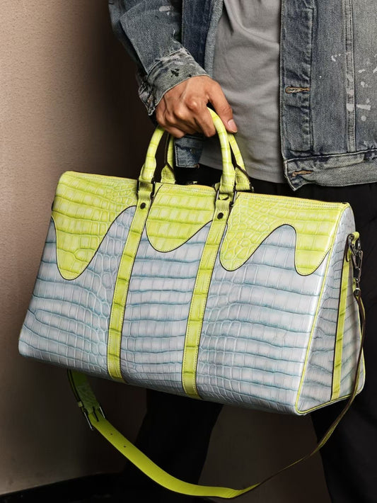 alt
Borsone da viaggio unisex in vera pelle di coccodrillo, regalo da uomo per il weekend, borsa sportiva da palestra oversize, extra large