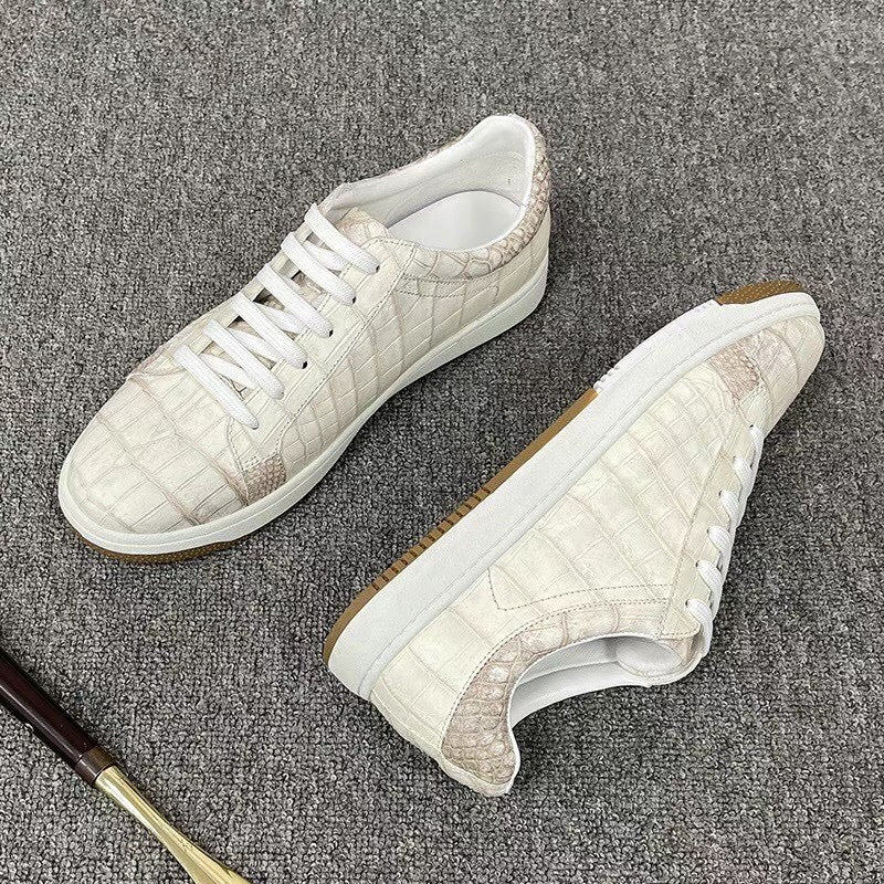 Sneakers casual da uomo in pelle di coccodrillo bianca Himalayan