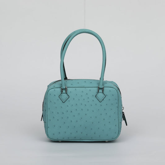 Womens Genuine Ostrich Skin Leathe Top Handle Bag
