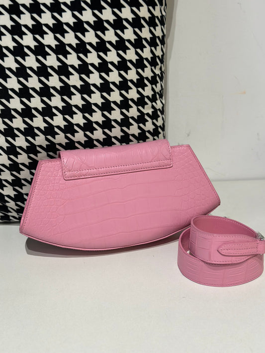 Borse messenger a tracolla in pelle di coccodrillo rosa