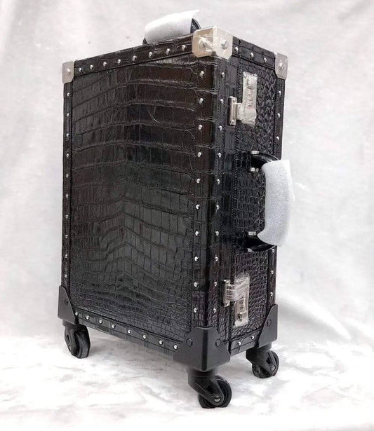 Valigia trolley vintage, borsa da viaggio rigida con ruote universali, valigia con maniglia estraibile