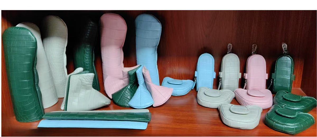Custodia per palline da golf e mazza per putter in vera pelle di coccodrillo