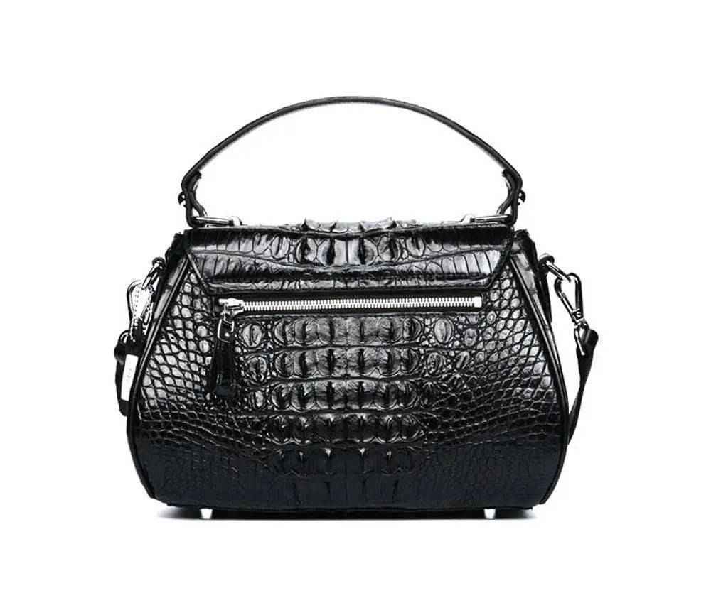 Borsa da donna piccola in pelle di coccodrillo con chiusura a torsione e manico superiore, a tracolla