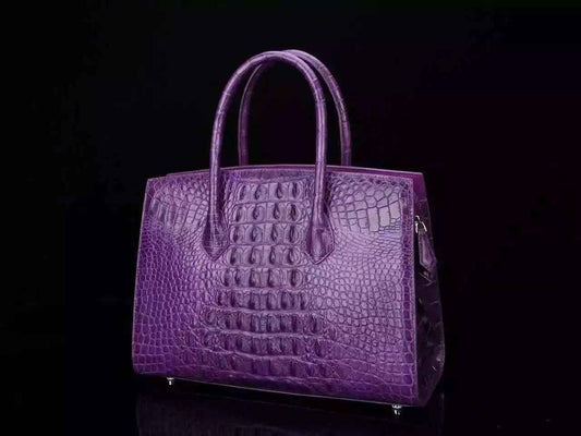 Preorder Womens Genuine Crocodile Leather Padlock Tote Handbags