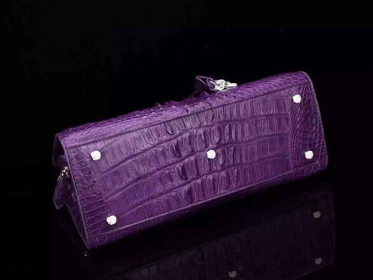 Preorder Womens Genuine Crocodile Leather Padlock Tote Handbags