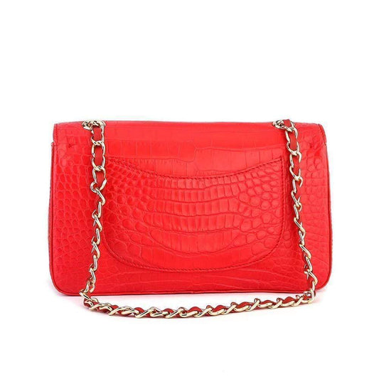 Crocodile Leather Classic Flap Chain Shoulder Bags For Women Red