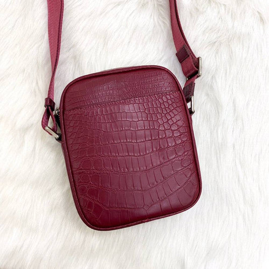 Preordine Borsa piccola a tracolla in pelle di coccodrillo bianca