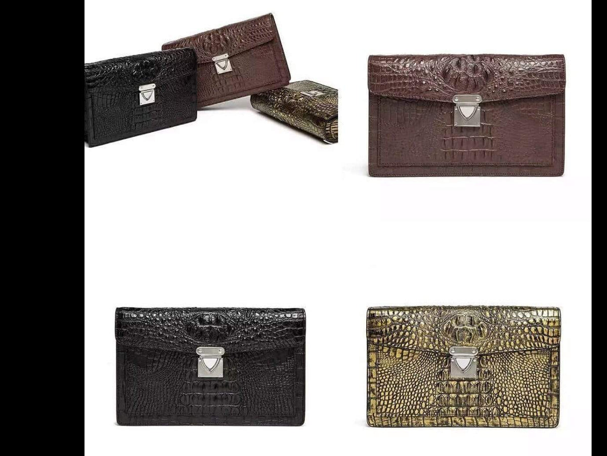 Pochette da uomo in vera pelle di coccodrillo