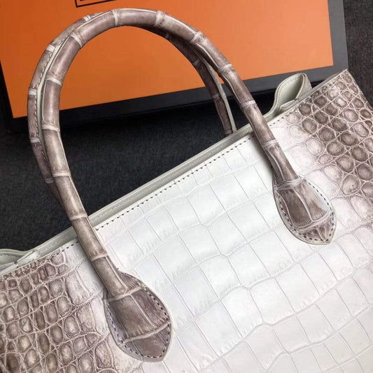 alt
Borsa tote da donna in vera pelle di coccodrillo Himalaya bianca 30cm