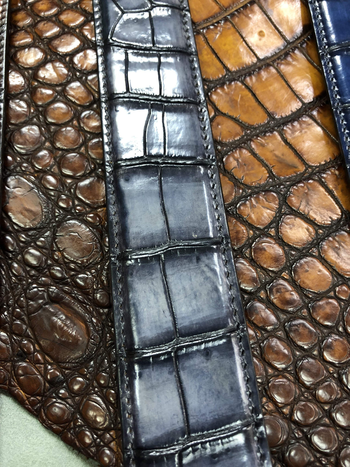 Hand Painted Genuine Crocodile Leather Belt