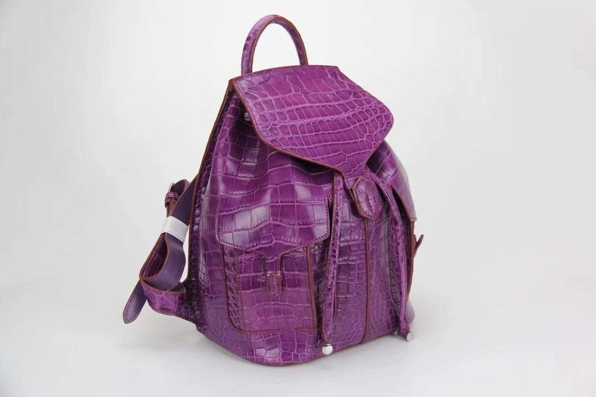 Zaino in vera pelle di struzzo blu scuro in preordine