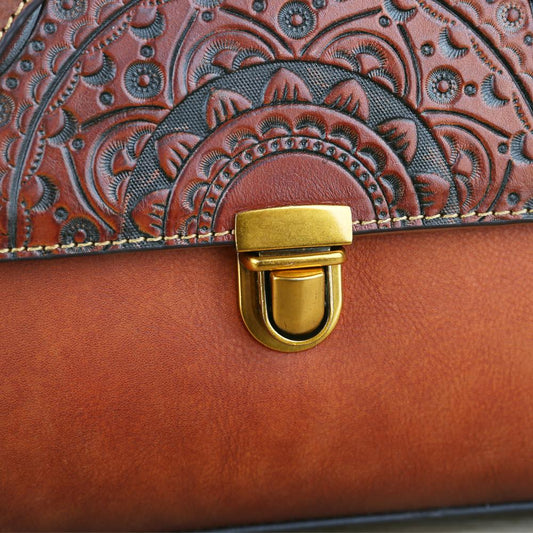 Borsa tote da donna in pelle vintage, piccola borsa con manici superiori