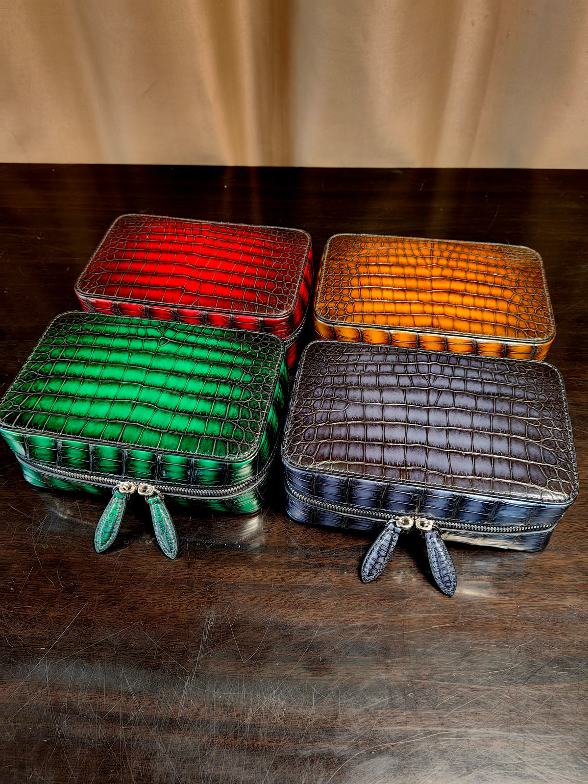 Custodia portapipe vintage con cerniera in vera pelle di coccodrillo, astuccio in pelle di coccodrillo per pipa, regalo personalizzato, custodia per pipa da fumo, tabacco, regalo di Natale