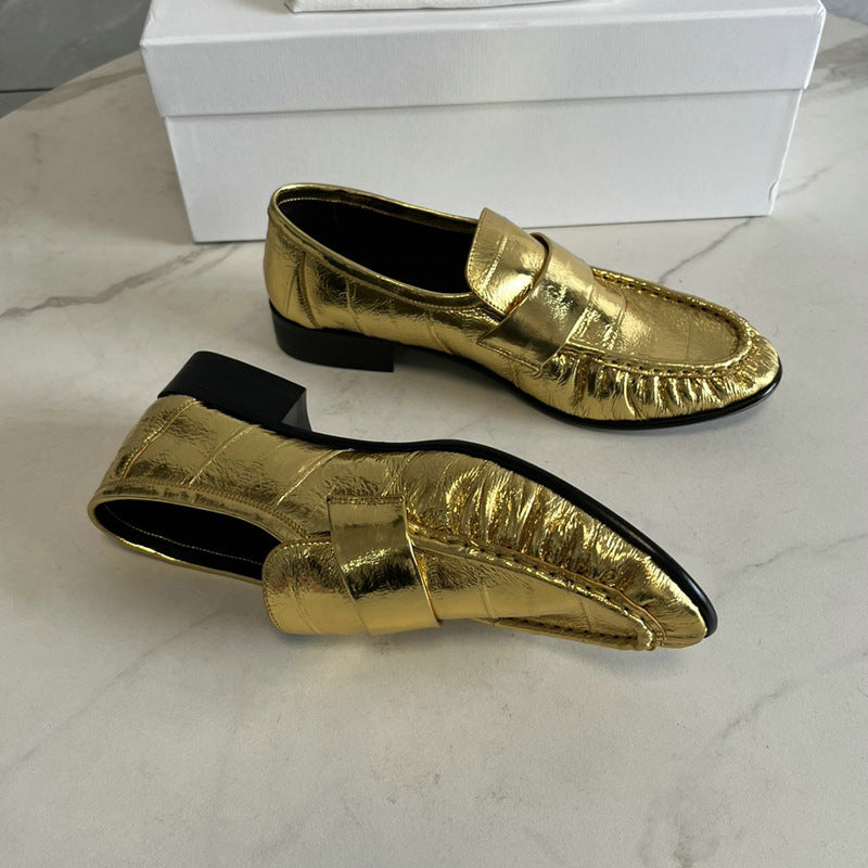 Rossie Viren eel skin loafers for women, stylish slip-on shoes with smooth eel skin texture and classic design.