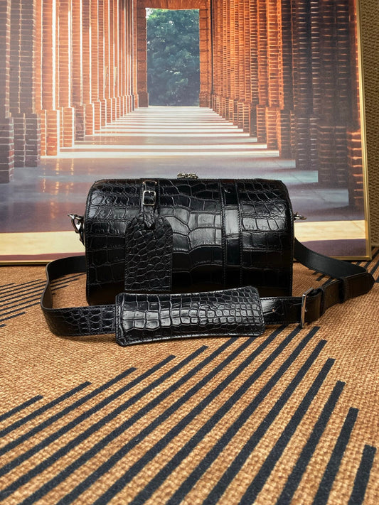 Borsa a tracolla da uomo in pelle di coccodrillo