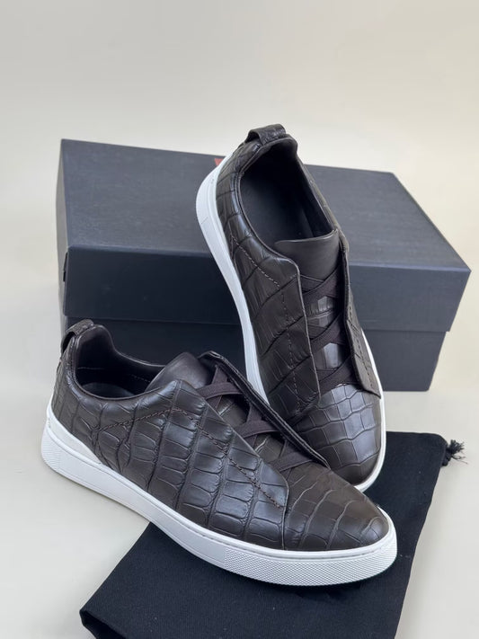 Preordine scarpe sneaker in vera pelle di coccodrillo