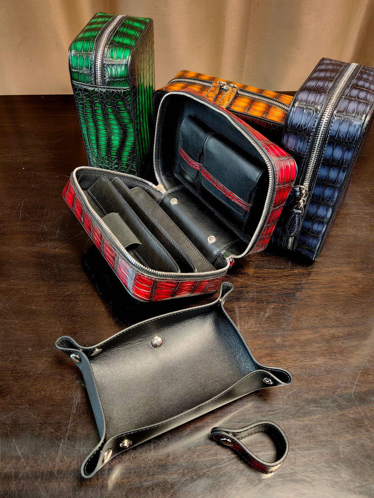 Custodia per pipa con zip in vera pelle di coccodrillo, borsa porta pipa in pelle di coccodrillo, astuccio porta pipa in pelle di coccodrillo, regalo personalizzato, custodia per pipa da fumo, tabacco, regalo di Natale