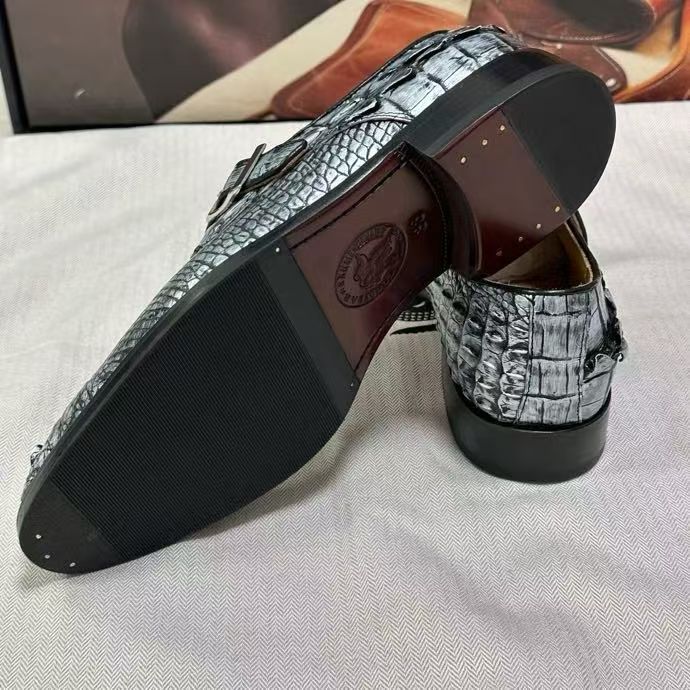 Scarpe stringate in pelle di coccodrillo, scarpe eleganti business in pelle di coccodrillo