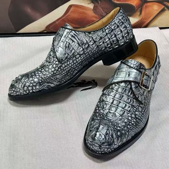 Scarpe stringate in pelle di coccodrillo, scarpe eleganti da uomo in pelle di coccodrillo
