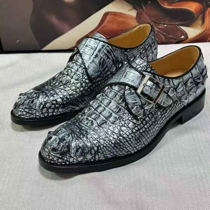 Scarpe stringate in pelle di coccodrillo, scarpe eleganti da ufficio in pelle di coccodrillo