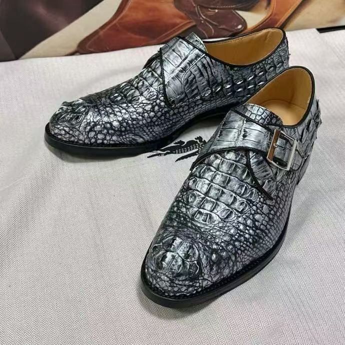 Scarpe stringate in pelle di coccodrillo, scarpe eleganti business in pelle di coccodrillo