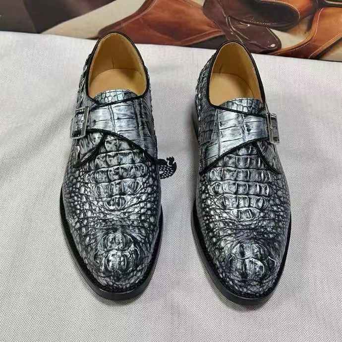 Scarpe stringate in pelle di coccodrillo, scarpe eleganti da business in pelle di coccodrillo