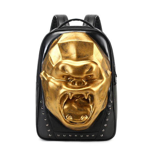 Zaino unisex 3D con teschio cool, zaino Angry King Kong, zaino grande borchiato per laptop
