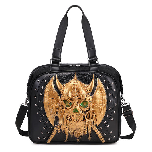 alt
Borsa tote 3D in pelle PU, grande borsone da viaggio con teschio borchiato e tracolla