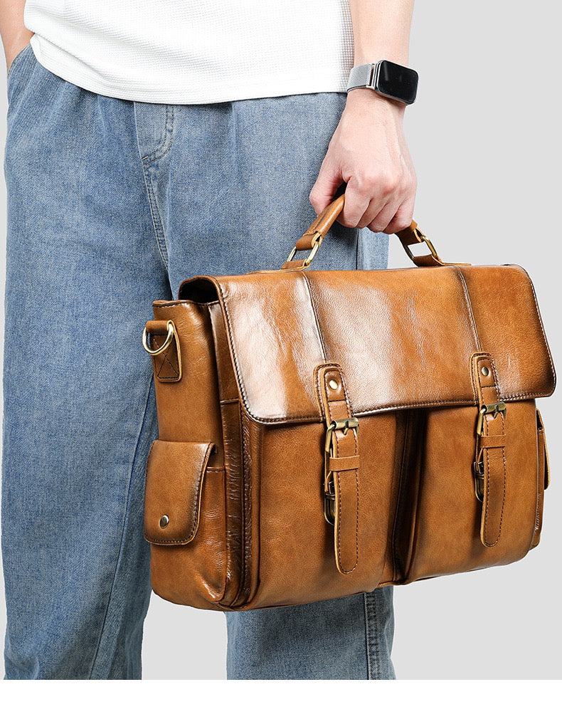 Postal Messenger Briefcase Bag Brown