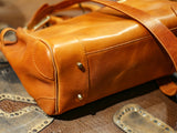 Unisex Genuine Vintage Vegetable Tanned Leather Satchel Flap Buckle Bag