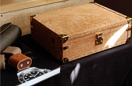 Custodia in legno per orologi in vera pelle di coccodrillo, 8 pezzi/set, in preordine