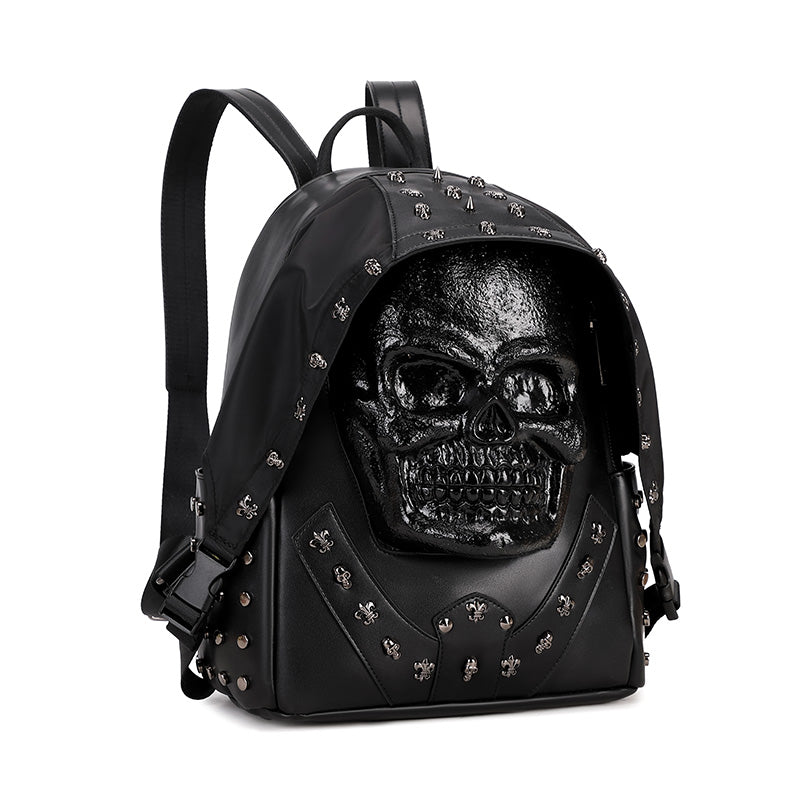 alt
Zaino 3D in pelle PU con teschio borchiato per computer