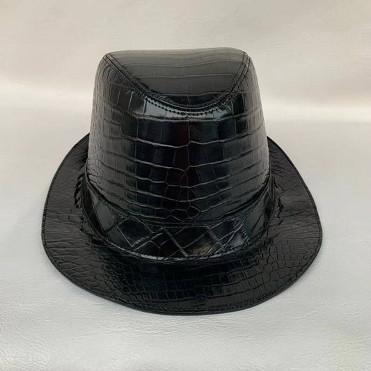 Cappello in pelle effetto pelle di coccodrillo， cappello western da uomo