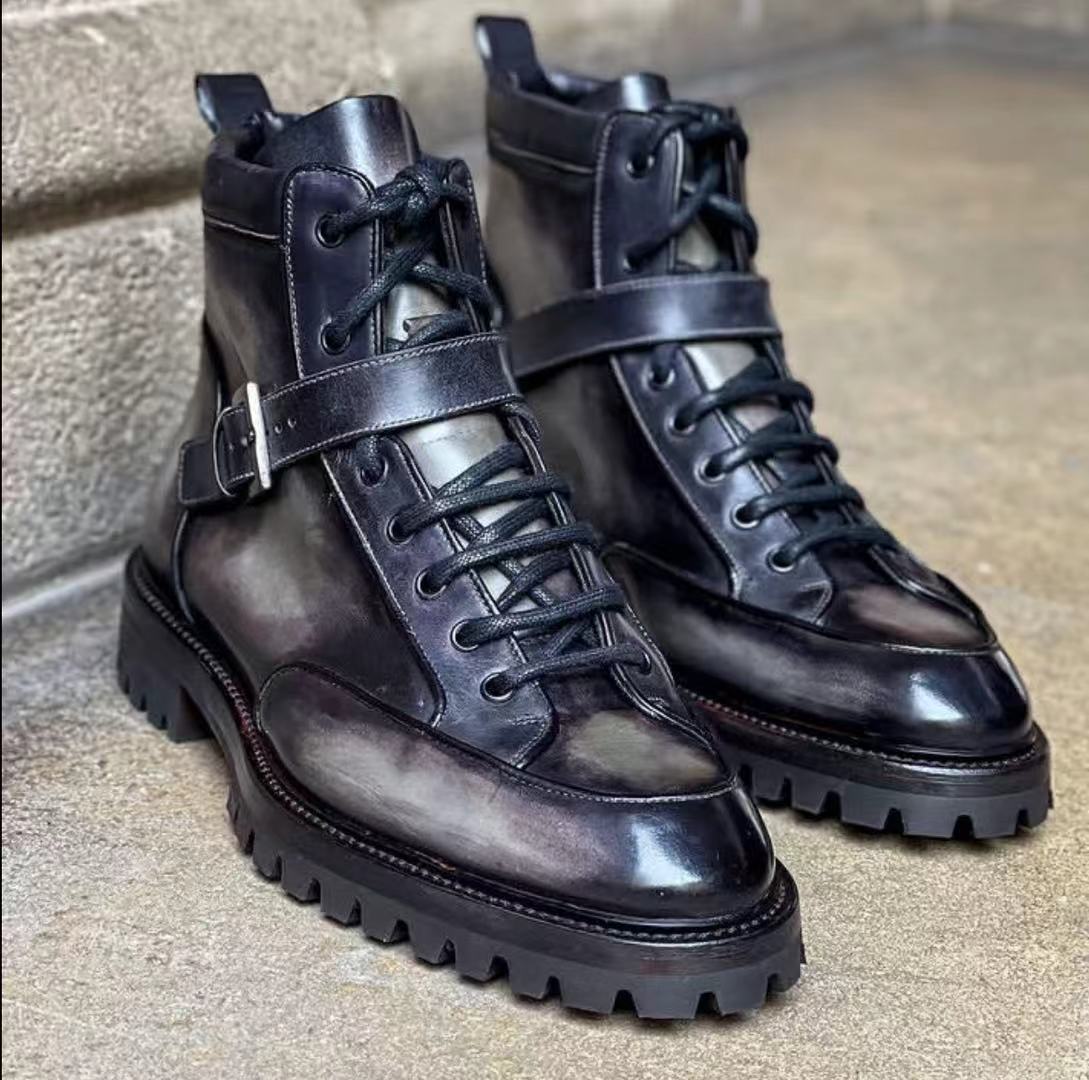 Stivale in pelle Shell Cordovan nero in preordine