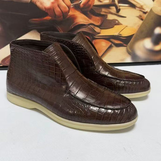 Men's Crocodile Leather Casual Ankle Boots