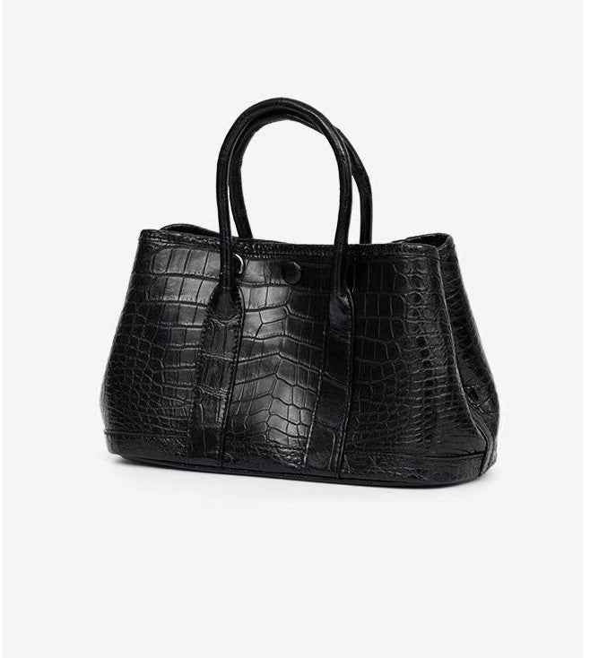 Borsa mini da donna in vera pelle di coccodrillo, a tracolla con manico