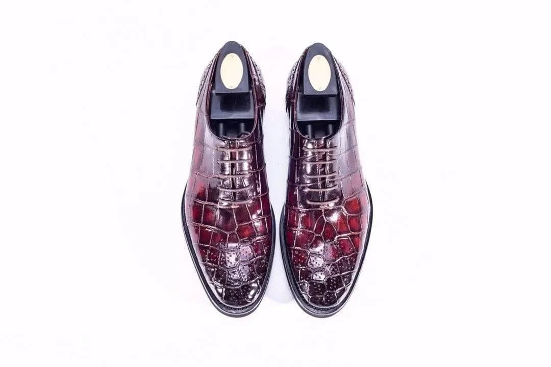 Scarpe brogue in coccodrillo, scarpe stringate in pelle di coccodrillo