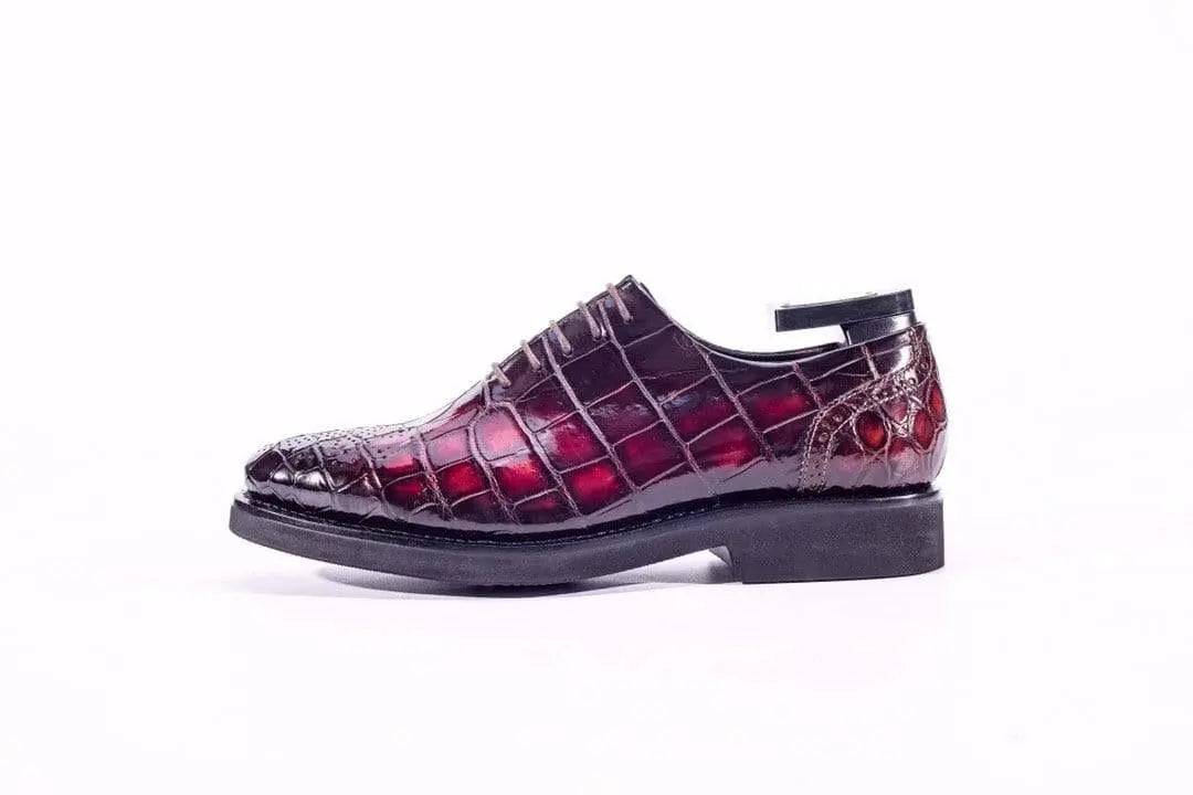 Scarpe Brogue in pelle di coccodrillo, scarpe allacciate in pelle di coccodrillo