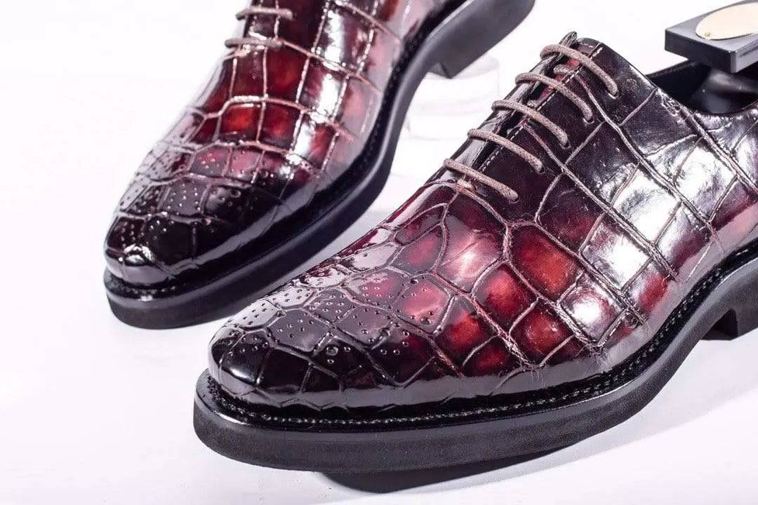 Scarpe brogue in coccodrillo, scarpe stringate in pelle di coccodrillo