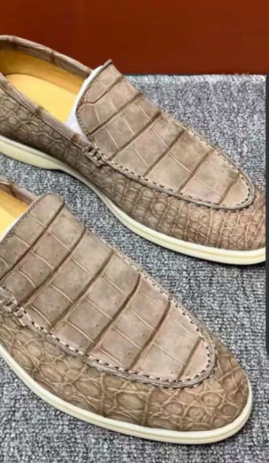 alt
Preordine Sandali in coccodrillo, sandali in vera pelle di coccodrillo nabuk beige