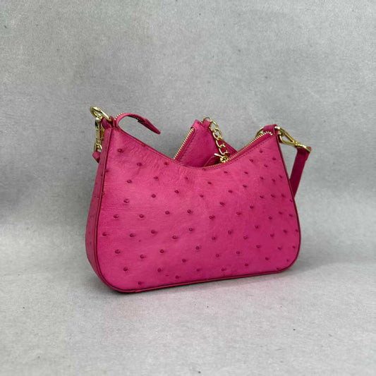 alt
Borsa a tracolla da donna in vera pelle di struzzo, da portare sotto il braccio