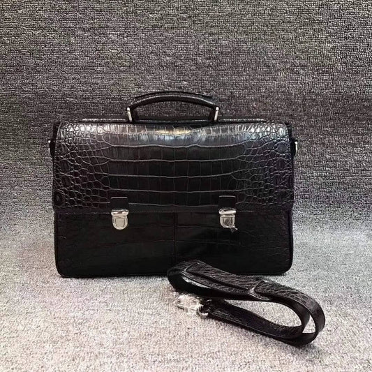 Crocodile Belly Leather Lock Briefcase